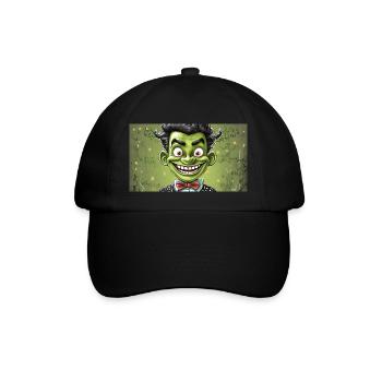 green monster with horns - young - Baseball Cap - black/black - Front