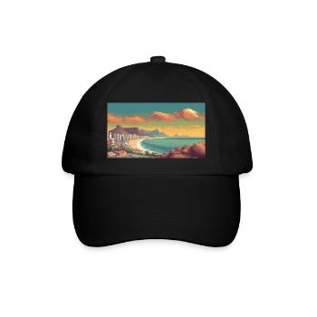 Kapstadt, Südafrika - Pixel Art - Baseballkappe - Schwarz/Schwarz - Vorne