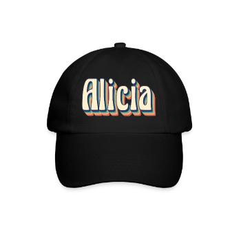 Vintage Retro Alicia T-Shirt T-Shirt Gift Idea - Baseball Cap - black/black - Front