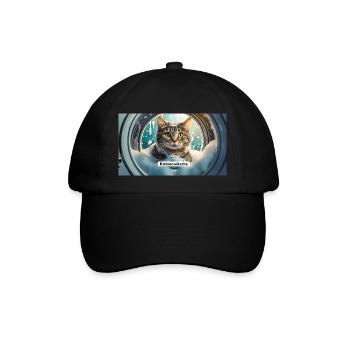 Wortspiel – Katzenwäsche - Baseballkappe - Schwarz/Schwarz - Vorne