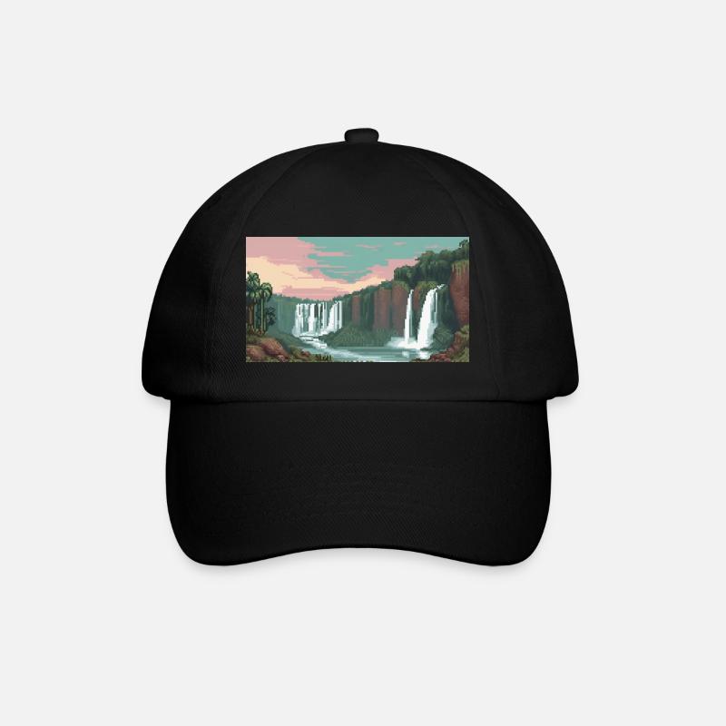 Chutes d’Iguazú, Argentine - Pixel Art - Casquette classique - noir/noir