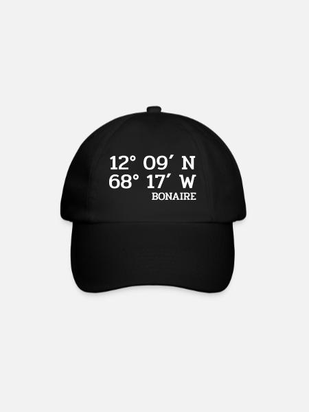 Bonaire Coordinates - Koordinaten - Karibik - Baseballkappe - Schwarz/Schwarz
