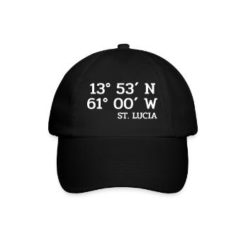 St. Lucia Coordinates - Koordinaten - West Indies - Baseball Cap - black/black - Front