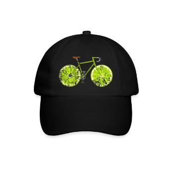 Rennrad Fahrrad Obst Frucht Vintage Retro Grunge - Baseballkappe - Schwarz/Schwarz - Vorne