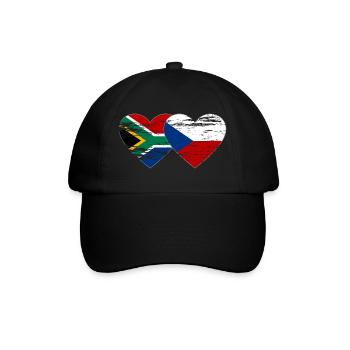 Afrique du Sud République Tchèque Drapeau Coeur Utilisé - Casquette classique - noir/noir - Devant