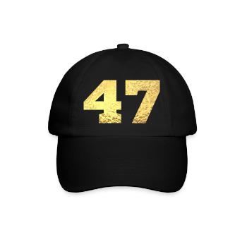 Number 47 Gold Glitter - 47th Anniversary - Baseball Cap - black/black - Front