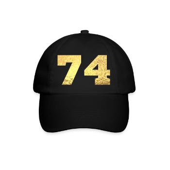 74 Gold Glitter - 74 Birthday - Baseball Cap - black/black - Front