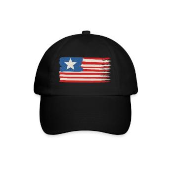 Ein Stern USA Flagge - Baseballkappe - Schwarz/Schwarz - Vorne