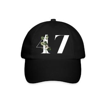 Number 47 Floral Green - 47th Floral Birthday - Baseball Cap - black/black - Front