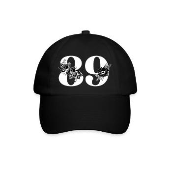 Numéro 89 floral noir - 89e anniversaire floral - Casquette classique - noir/noir - Devant