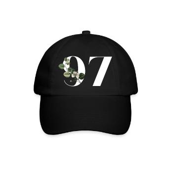 Numéro 97 floral vert - 97e anniversaire floral - Casquette classique - noir/noir - Devant