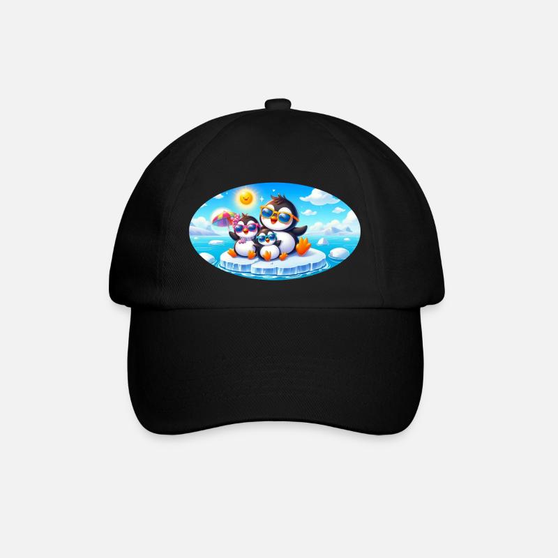Lustige Pinguine - Baseballkappe - Schwarz/Schwarz