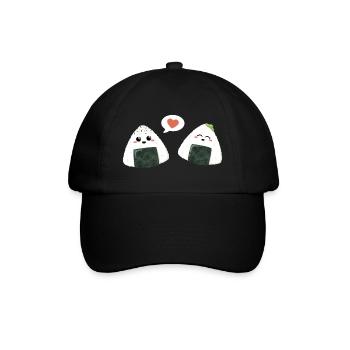Onigiri Pärchen Liebe - Baseballkappe - Schwarz/Schwarz - Vorne