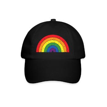 Regenbogenfarben Pride Month LGBTQ+ Grunge Textur - Baseballkappe - Schwarz/Schwarz - Vorne