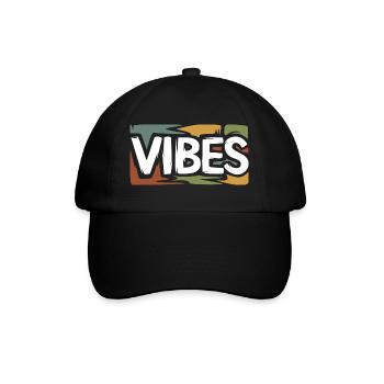 VIBES Retro Streetwear Grafikshirt - Baseballkappe - Schwarz/Schwarz - Vorne