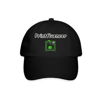 printfluencer 02 - Baseballkappe - Schwarz/Schwarz - Vorne