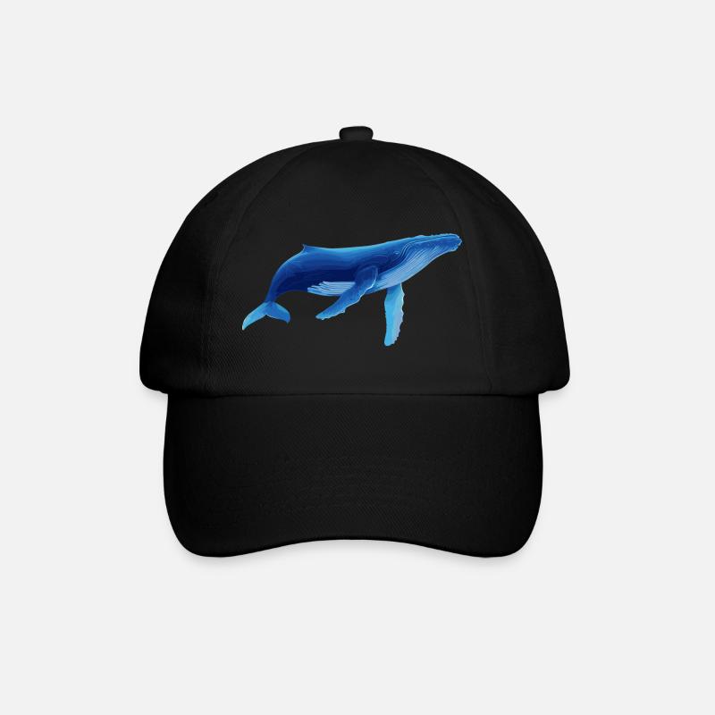 Wal in Blau mit Meeresmustern - Baseballkappe - Schwarz/Schwarz
