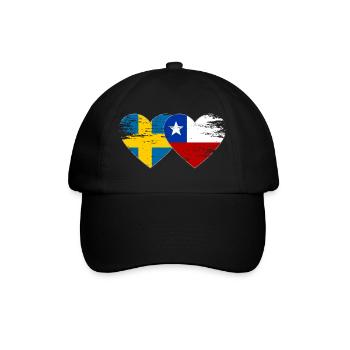 Suède Chili drapeau coeur utilisé - Casquette classique - noir/noir - Devant