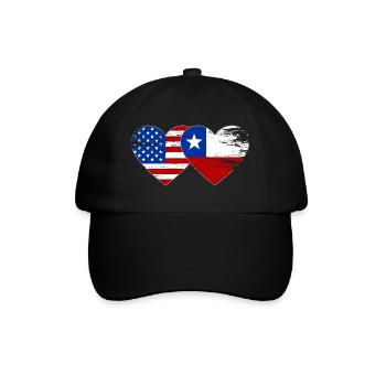 USA Chile Flagge Herz - Baseballkappe - Schwarz/Schwarz - Vorne