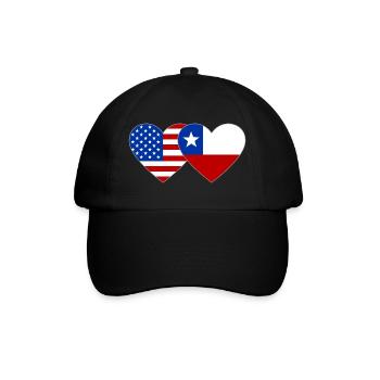 USA Chile Flagge Herz - Baseballkappe - Schwarz/Schwarz - Vorne