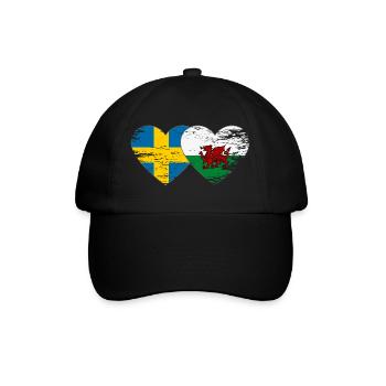 Schweden Wales Flagge Herz used - Baseballkappe - Schwarz/Schwarz - Vorne