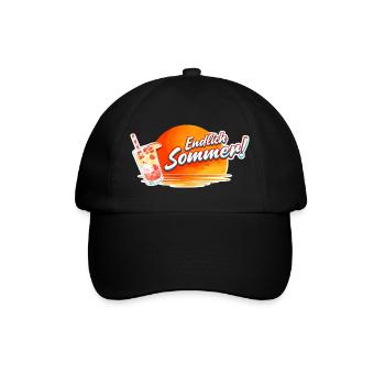 Endlich Sommer Sonnen Drink Grafik - Baseballkappe - Schwarz/Schwarz - Vorne