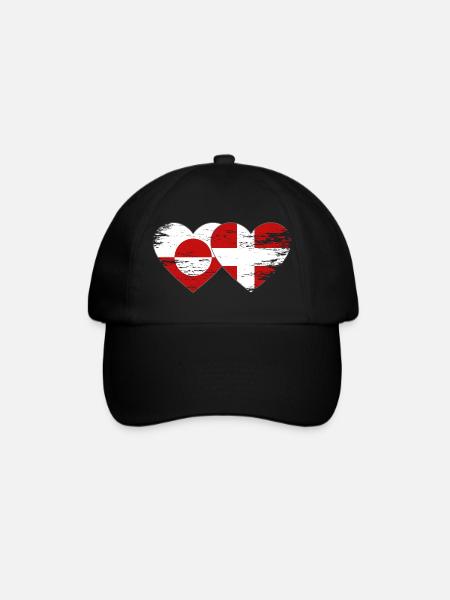 Grönland Dänemark Flagge Herz used - Baseballkasket - sort/sort