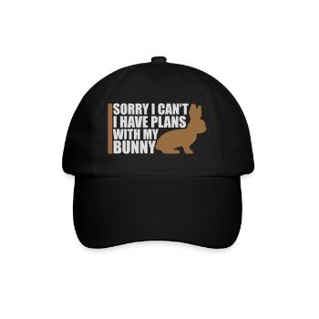 Sorry I Can't I Have Plans With My Bunny Hase Logo - Baseballkappe - Schwarz/Schwarz - Vorne