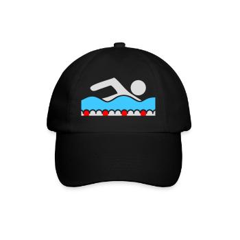 Swimmer, Pictogram, Freestyle, Wave, Pool, Sport - Baseball Cap - black/black - Front