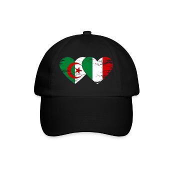 Algeria Italy Flag Heart Used - Baseball Cap - black/black - Front