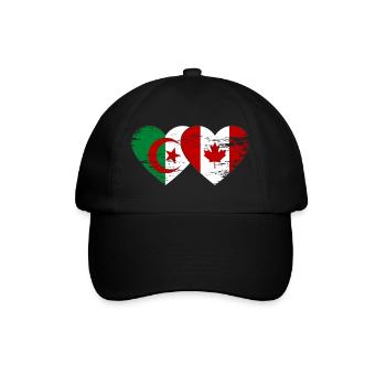 Algerien_Kanada_Flagge_Herz_used - Baseballkappe - Schwarz/Schwarz - Vorne