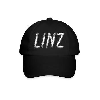 Linz, Österreich – Typografie der Pinselstrichstadt - Baseballkappe - Schwarz/Schwarz - Vorne