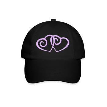Double Hearts in Love Line Art - Baseball Cap - black/black - Front