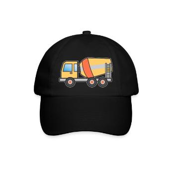 Betonmischer Kipplaster Geschenk Kinder Motiv - Baseballkappe - Schwarz/Schwarz - Vorne