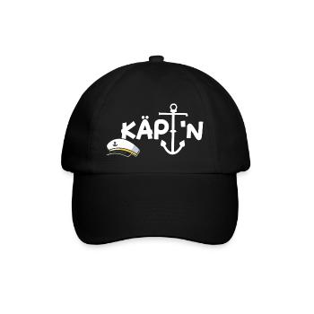 Käptn Kapitän Skipper Bootsführer Segelboot - Baseballkappe - Schwarz/Schwarz - Vorne