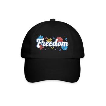 Freedom Blumen Schmetterlinge Freiheitsdesign - Baseballkappe - Schwarz/Schwarz - Vorne