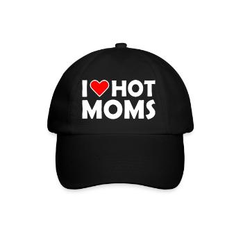 I love hot moms - Baseballkappe - Schwarz/Schwarz - Vorne