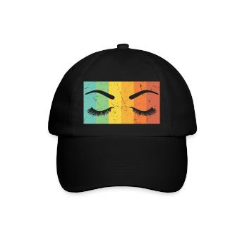 Vintage Artwork Eyelashes Distressed Make Up - Baseball Cap - black/black - Front