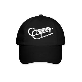 Schlitten Illustration Grafik Symbol Schnee Winter - Baseballkappe - Schwarz/Schwarz - Vorne