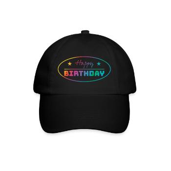 Tshirt joyeux anniversaire ovale bunt - Casquette classique - noir/noir - Devant