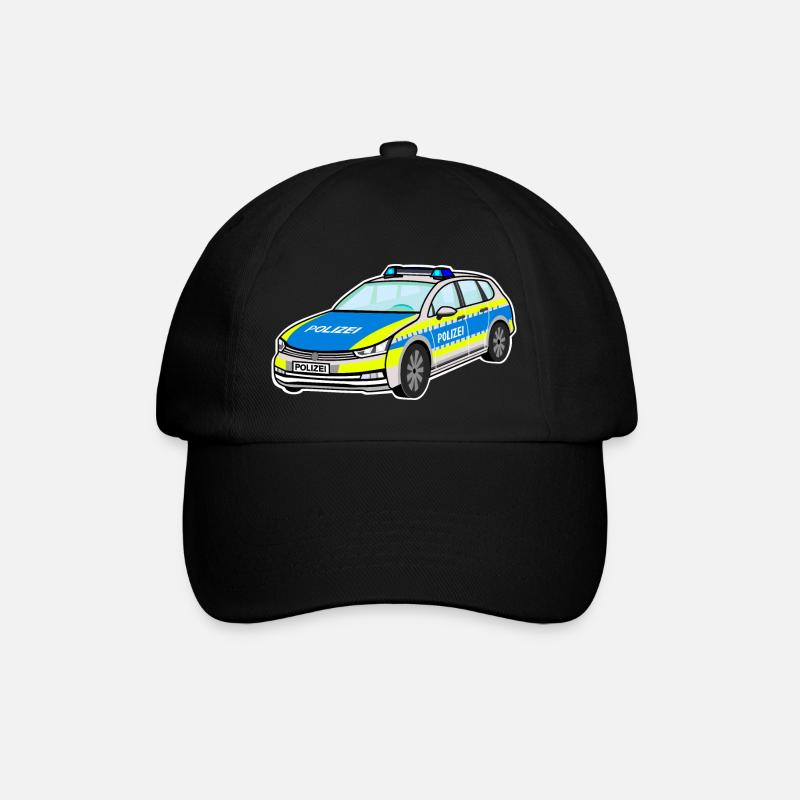 Deutsches Polizeiauto, Polizei Auto, Streifenwagen - Baseballkappe - Schwarz/Schwarz