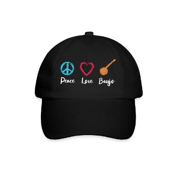 Friede Liebe Banjo - Baseballkappe - Schwarz/Schwarz - Vorne