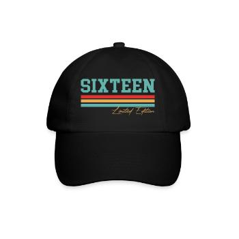 16th Birthday Gift Sixteen - Baseball Cap - black/black - Front