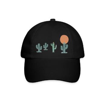 Boho-Kaktus - Baseballkappe - Schwarz/Schwarz - Vorne