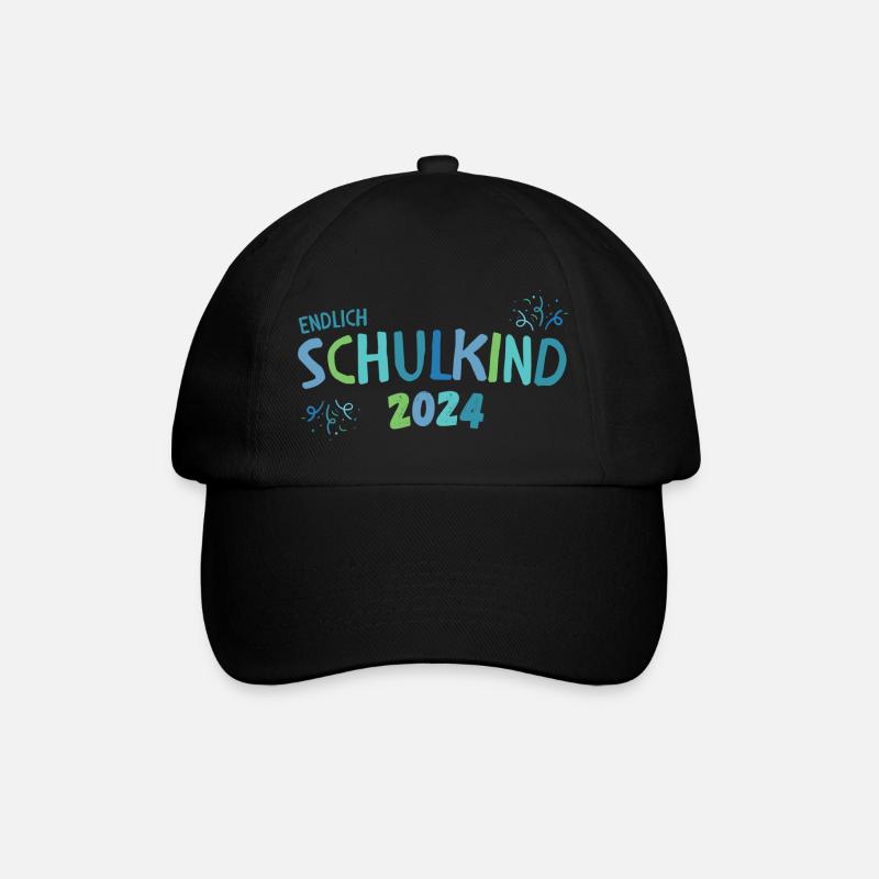 Einschulung Junge Geschenk in Blau und Grün - Baseballkappe - Schwarz/Schwarz