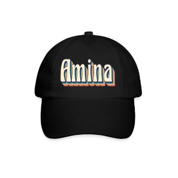 Amina t-shirt retro vintage t-shirt gift idea - Baseball Cap - black/black - Front