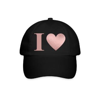 Letter i heart rose gold - Baseball Cap - black/black - Front