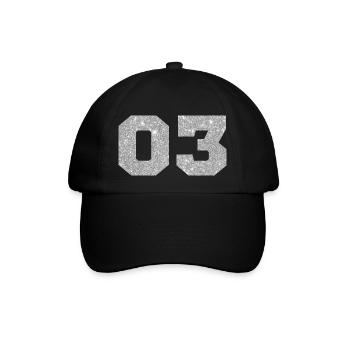 Nummer 3 Silberglitter - 3. Jahrestag - Baseballkappe - Schwarz/Schwarz - Vorne