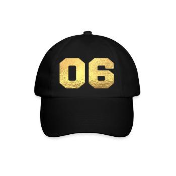 Number 6 Gold Glitter - 6th Anniversary - Baseball Cap - black/black - Front