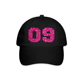 Nummer 9 Pink Glitter - 9. Geburtstag - Baseballkappe - Schwarz/Schwarz - Vorne